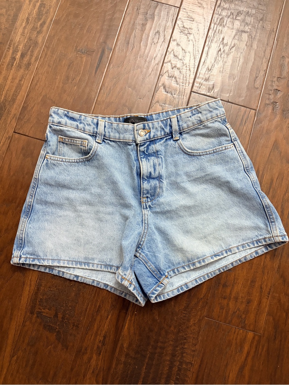 Zara Light Blue High-Rise Denim Shorts - Picture 1 of 5